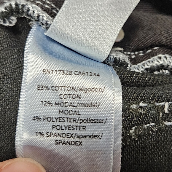 Hale Wide Leg Black Denim Jeans Button Fly White Stiching Women's 32 Grunge - Picture 8 of 12